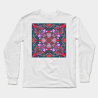 Valentines on Dark Teal Long Sleeve T-Shirt